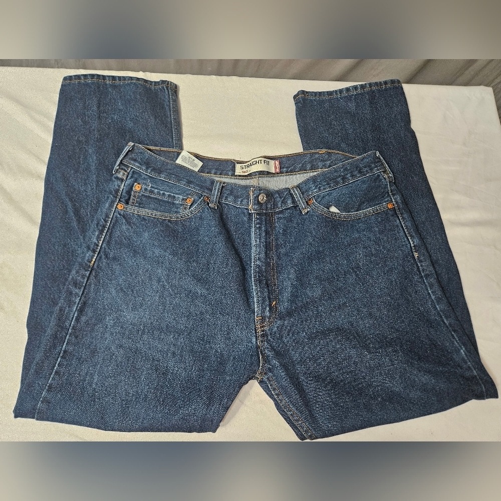 Levi's Men's 505 Regular Fit Straight Leg Jeans 38x30 Blue 100% Cotton! - Picture 3 of 8